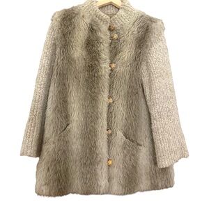 Vintage Beige Brown Faux Fur Jacket
